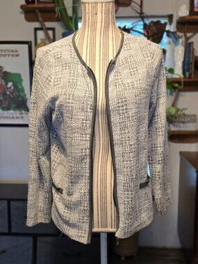 Textured Tweed Open Front Blazer